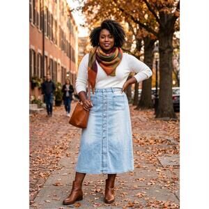 SHEIN Denium Button Down Skirt 2XL Americana Casual